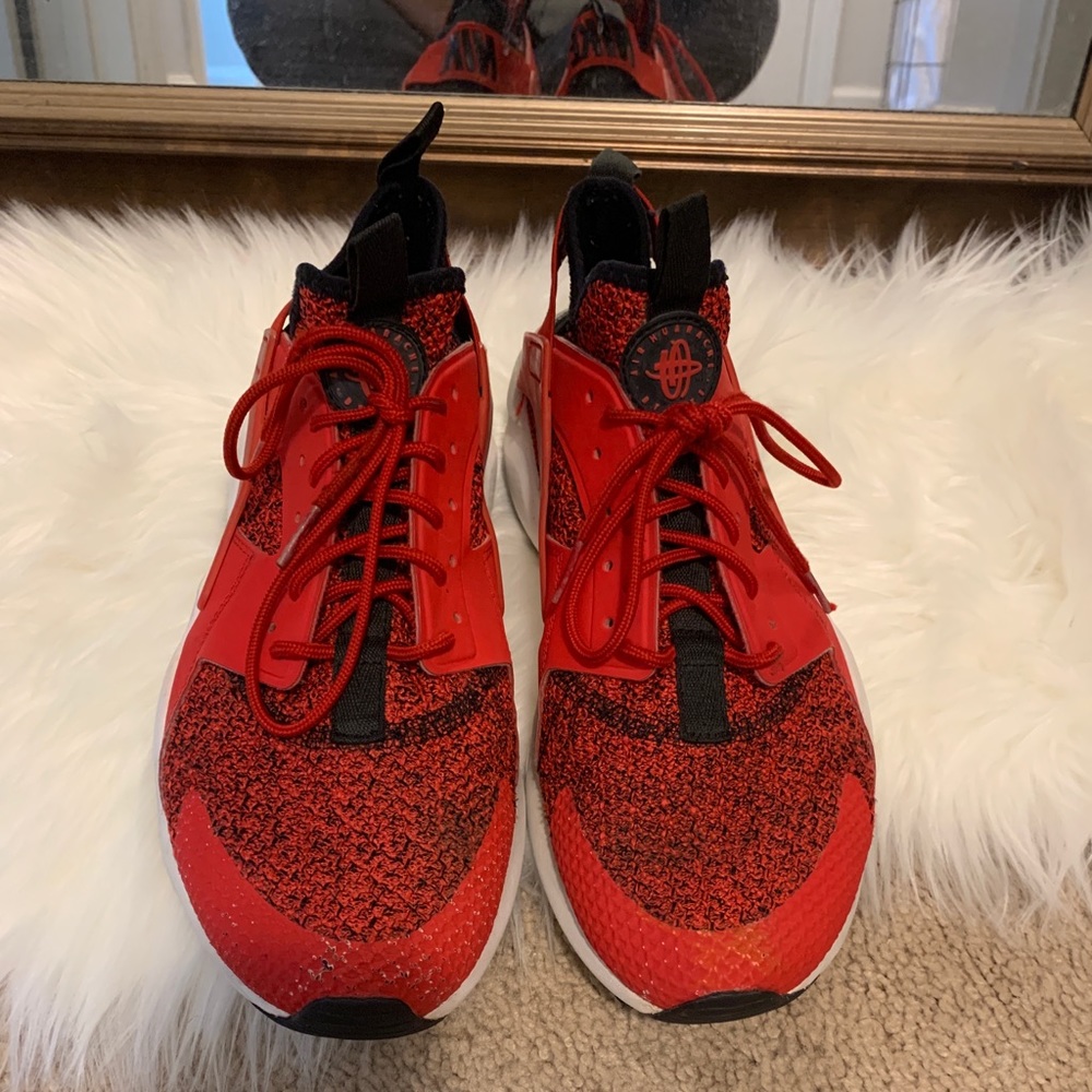 Red and black Nike huarache